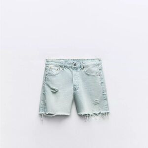 Light Blue Distressed Denim Shorts